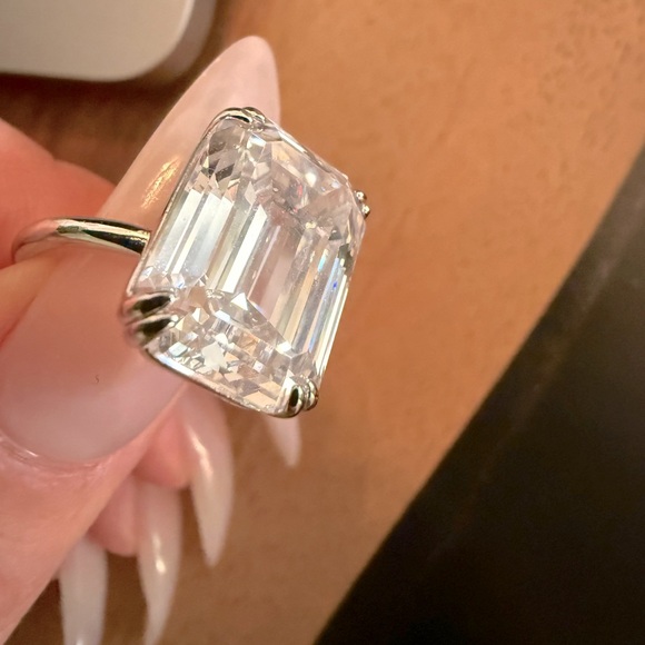 Emerald Cut Engagement Ring 11.5 Carat Center Stone Lab Diamond - Picture 5 of 5